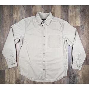 Eddie Bauer Relaxed Fit S Button Down Long Sleeve Pocket Khaki Cotton Vintage .
